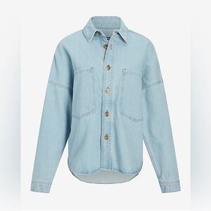 NWT Express Denim Drop Shoulder Front Pocket Shacket